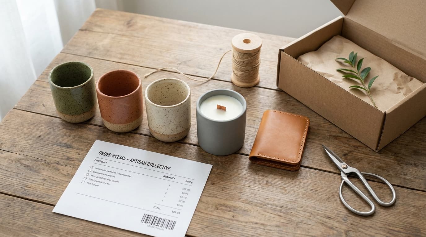 Curated five-product lineup and packaging for an online store